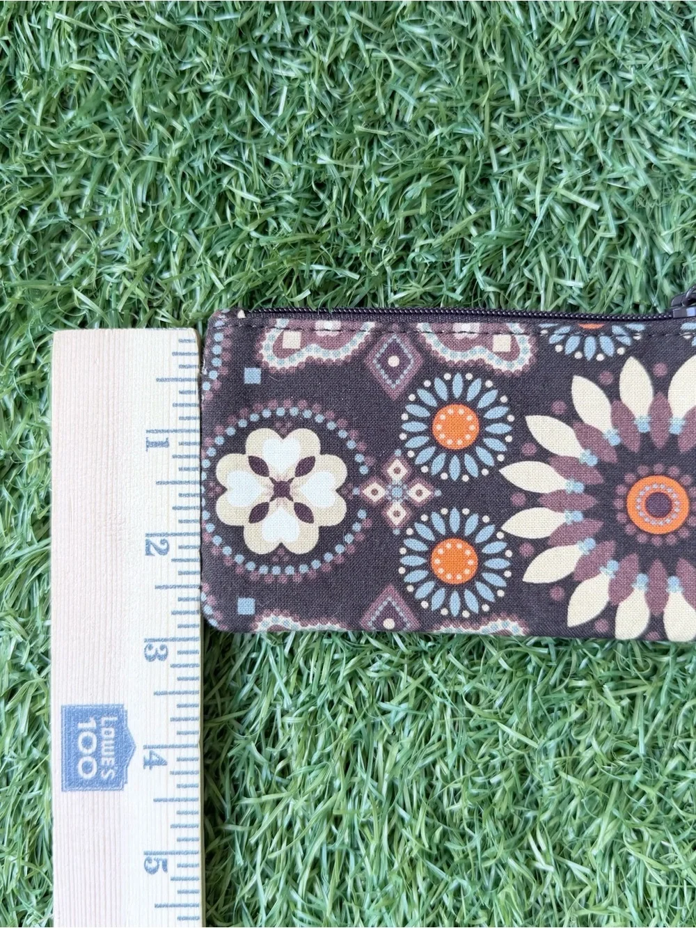 Vera Bradley Kensington Zip ID Case Coin Purse Keychain Brown Orange Retired